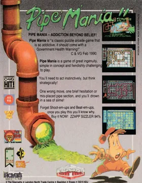 Pipe Mania (UK) (1990) box cover back